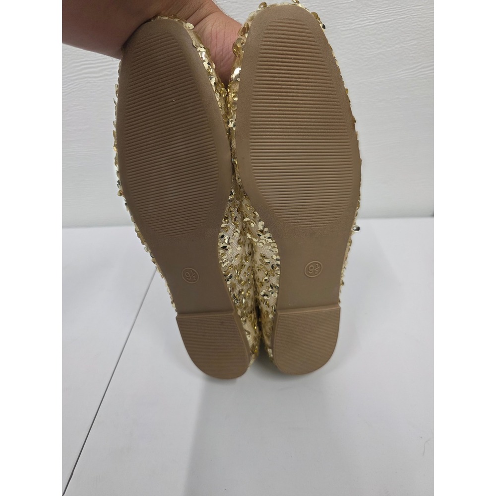 A New Day Womens Gold Sequin Ballet Flats Round Toe Memory Foam Slip On 9.5 - Picture 5 of 5
